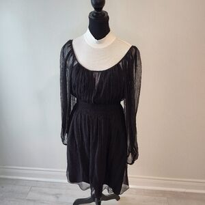 BCBG Max Azria Black Dress with Sheer Sleeves